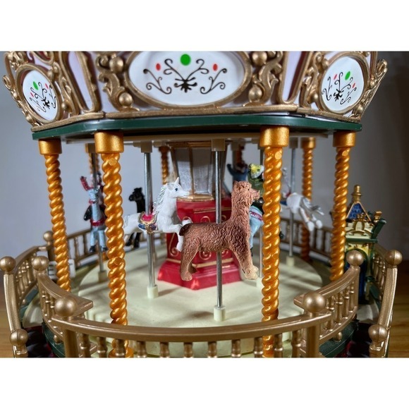 Crafted Polyresin Christmas House Collectable Figurine Light Up Musical Carousel - Picture 6 of 8